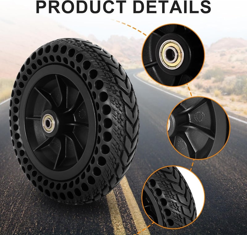RUTU 8"x 2" Wheelchair Wheels Electric Wheelchair Front Wheel Replacement 8 Inch Solid Tire Wheel Assembly Suitable for Electric Wheelchair Replacement (One Pair) - Image 4